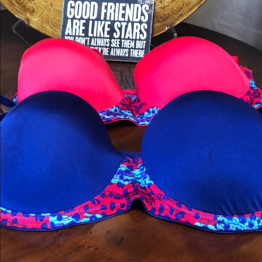 Two beautiful brand new bras may be worn as halter